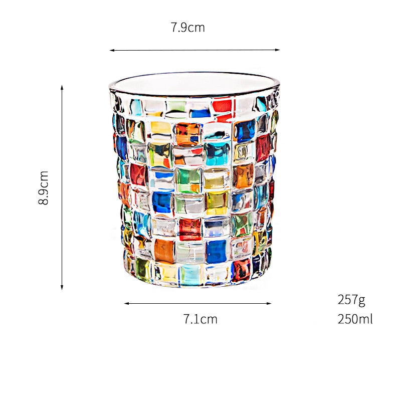 Hand Painted Contrast Color Vase Color Woven Pattern Fruit Plate With Lid Candy Jar Painted Glass Juice Cup Whiskey Wine Glass