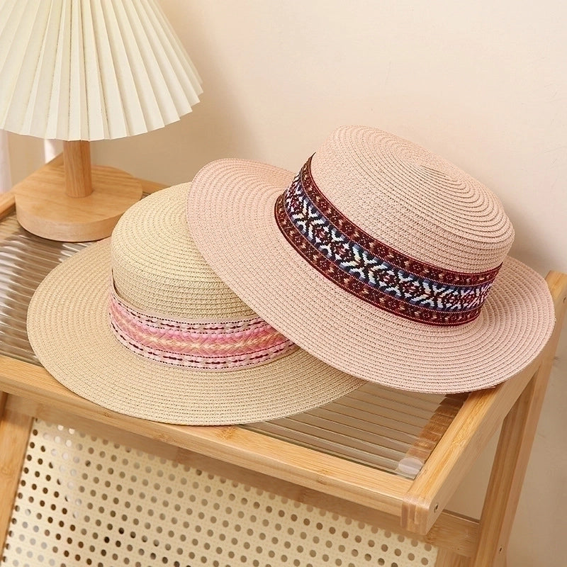 Unisex IG Style Geometric Flat Eaves Straw Hat