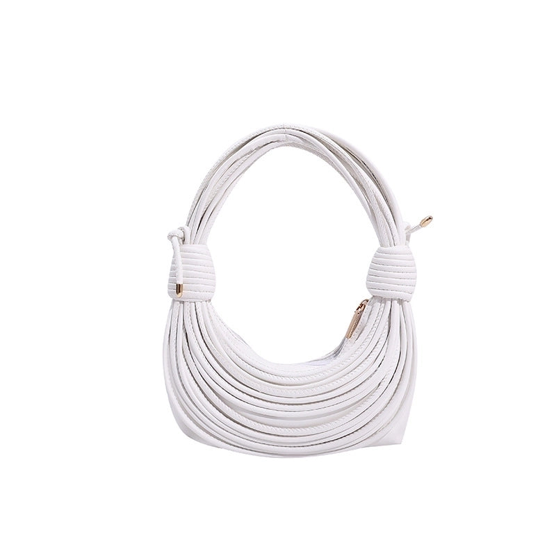 Women's Small Pu Leather Solid Color Streetwear Knot Thread Bundle Weaving Dumpling Shape Zipper Crossbody Bag