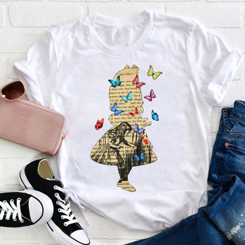 Vintage Wonderland Butterfly Teacher T-Shirt