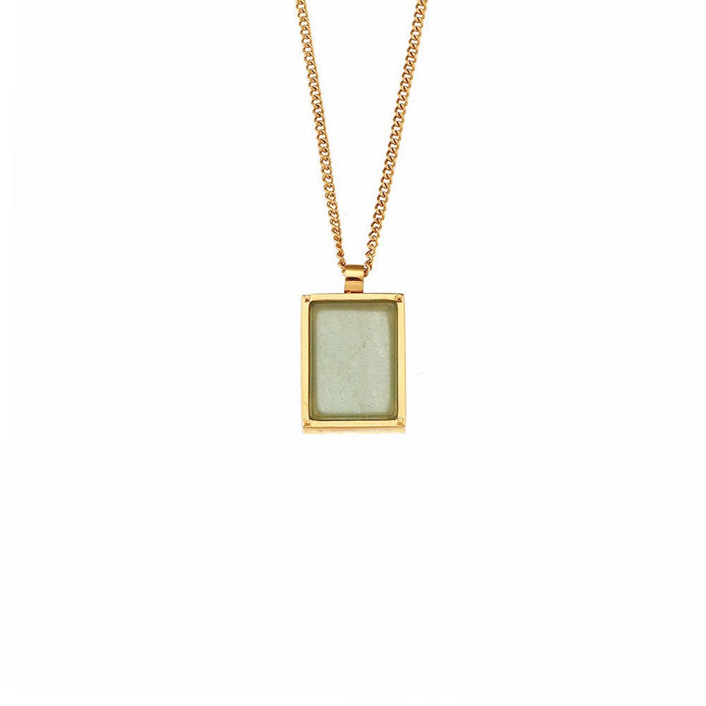 Fashion Quadrilateral Round Geometric Stainless Steel 18K Gold Plated Necklaces