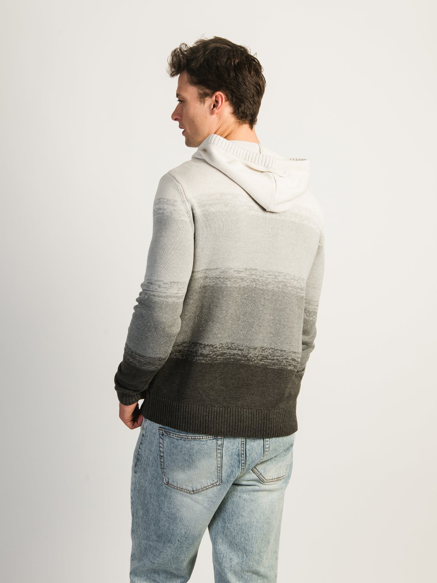 KOLBY STRIPE HOODIE - GREY