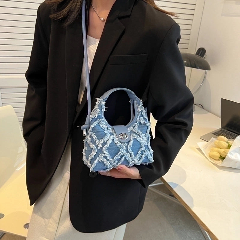 Women's Denim Solid Color Preppy Style Streetwear Pillow Shape Zipper Shoulder Bag Handbag Crossbody Bag