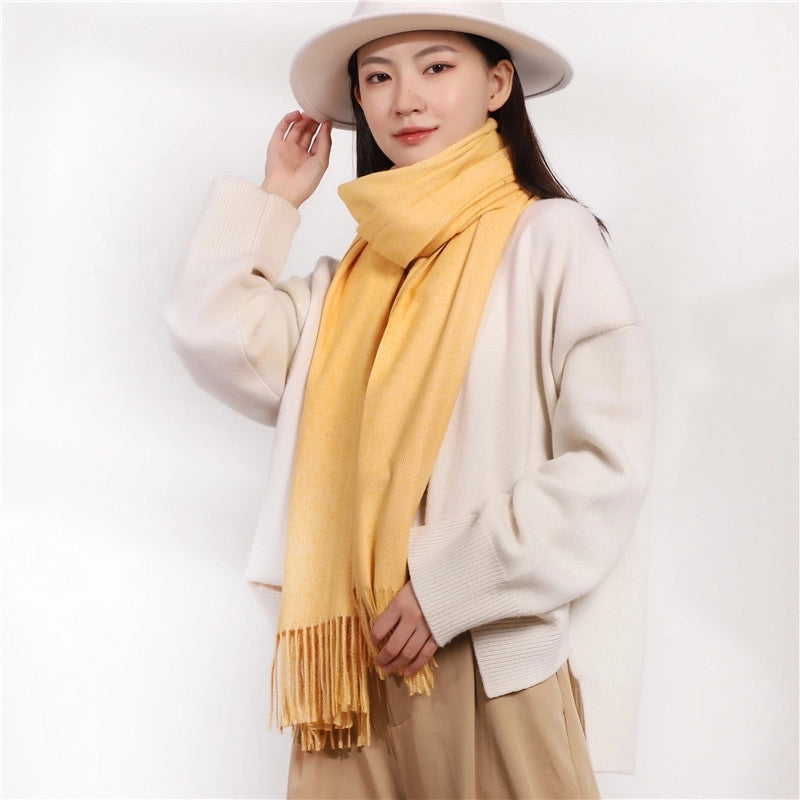 Cashmere Scarf Women Autumn And Winter Solid Color Simple Scarf Sweet Shawl Thick Warm Scarf