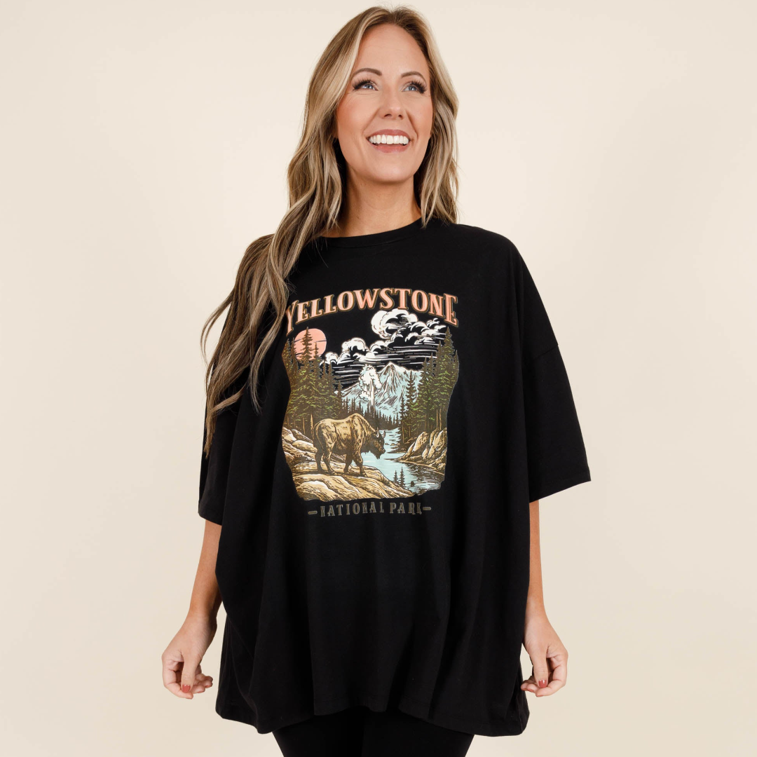 In The Mountains Boyfriend Tee. Black