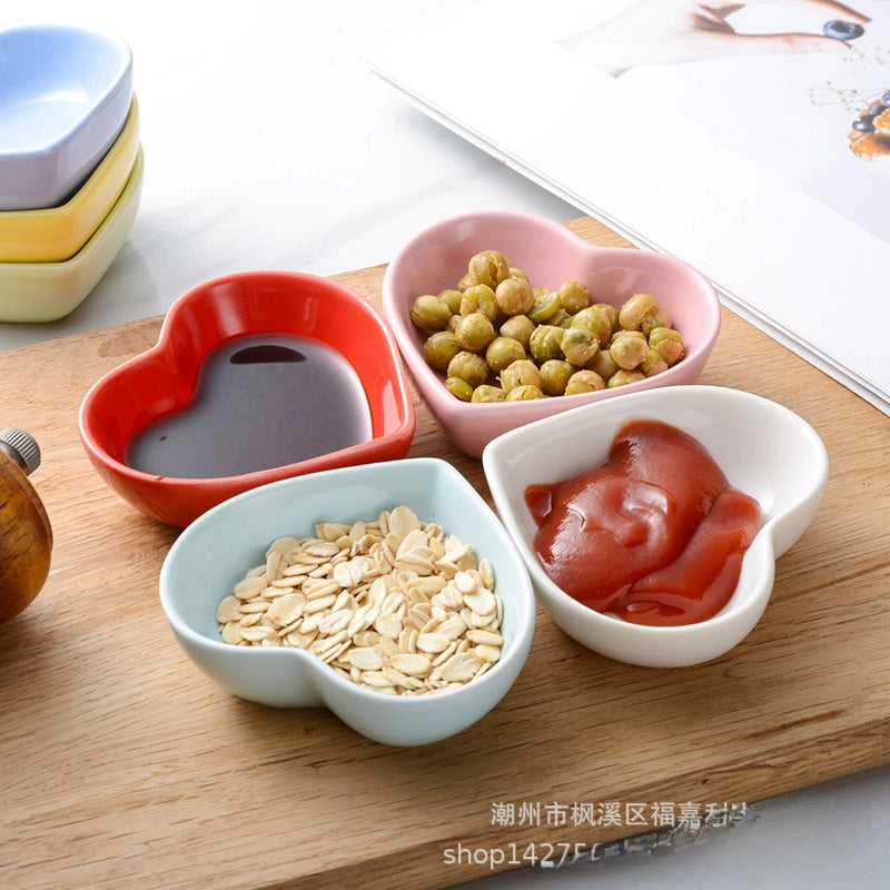 Heart-Shaped Ceramic Small Dipping Dish Household Seasoning Dish For Hotel Restaurant Dessert Snack Dish Dish