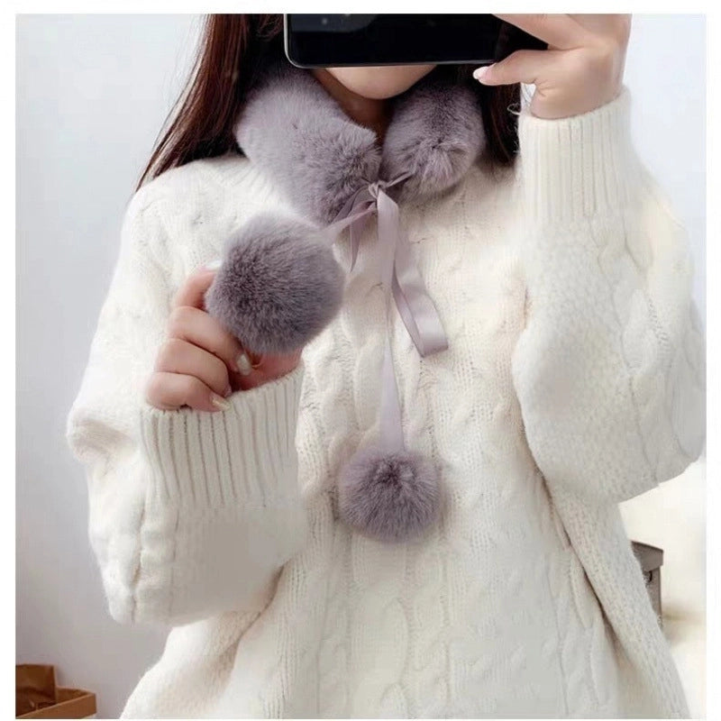 Women's Cute Solid Color Plush Scarf