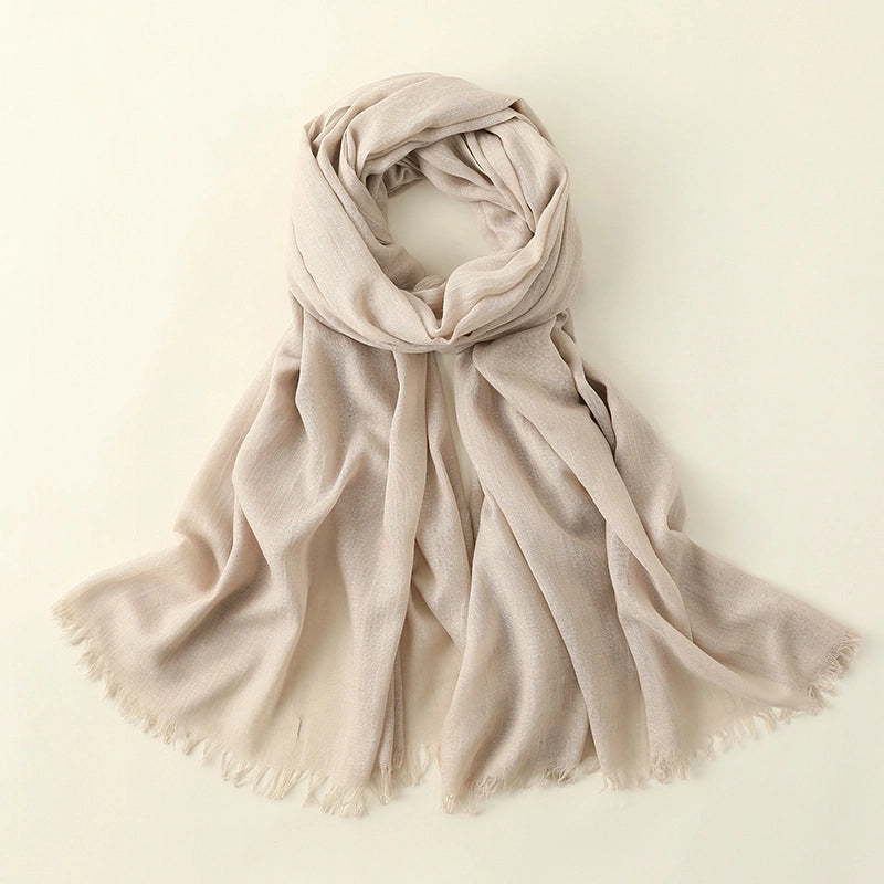 Women's Elegant Solid Color Cotton Silk Scarves
