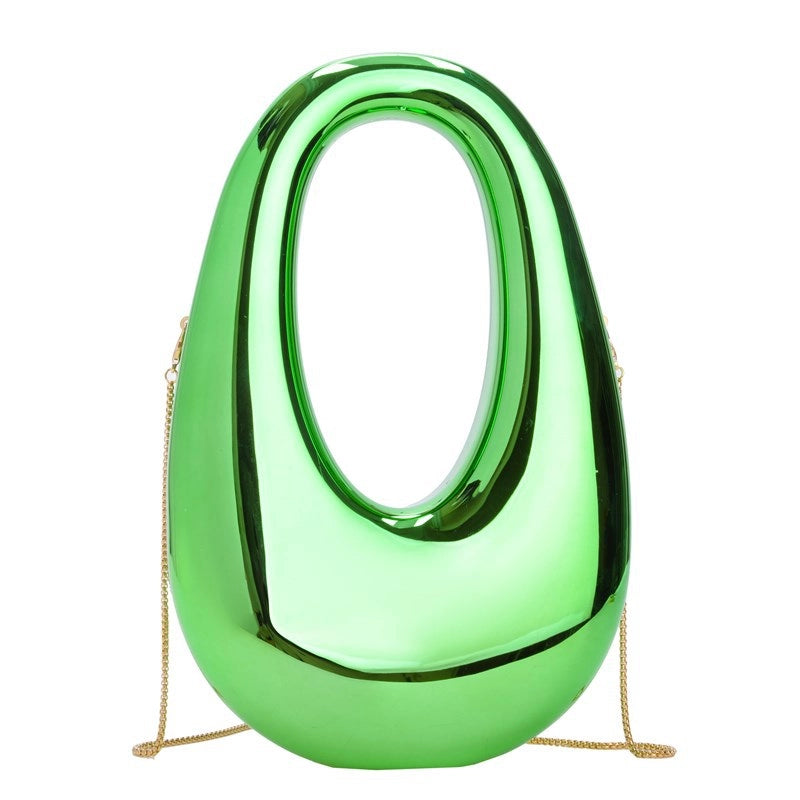 Women's Medium PVC Geometric Solid Color Streetwear Oval Magnetic Buckle Bucket Bag
