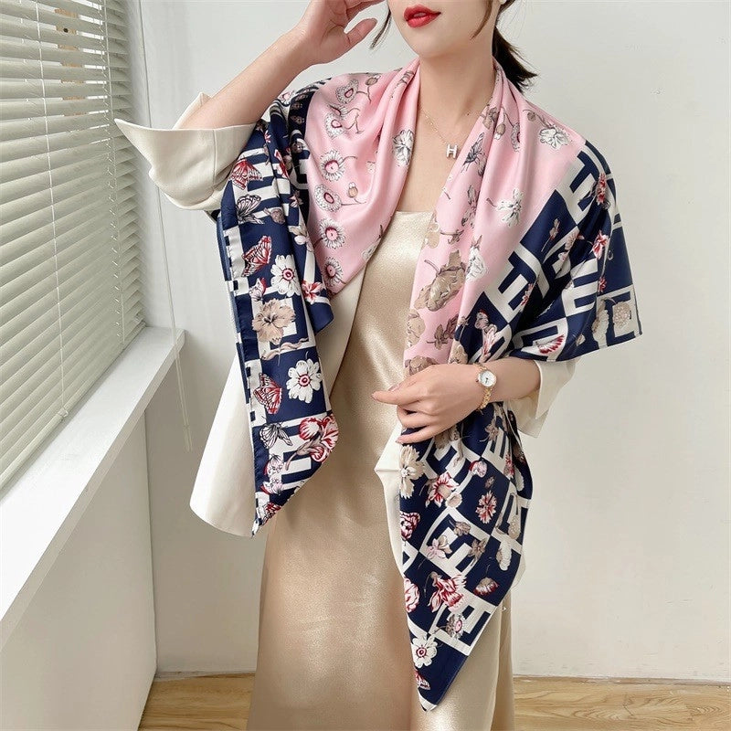 Women's Elegant Minimalist Plant Polyester Silk Scarf