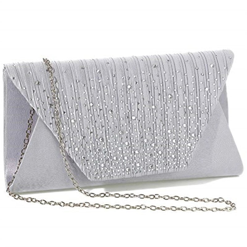 White Wine Red Dark Blue Satin Solid Color Rhinestone Square Evening Bags