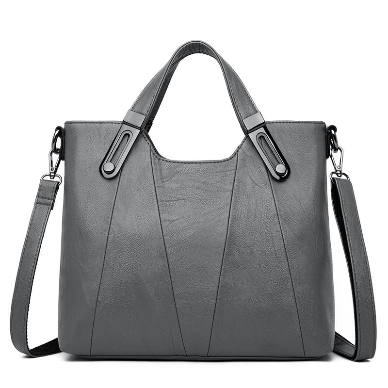 Women's Medium Leather Solid Color Vintage Style Square Zipper Tote Bag