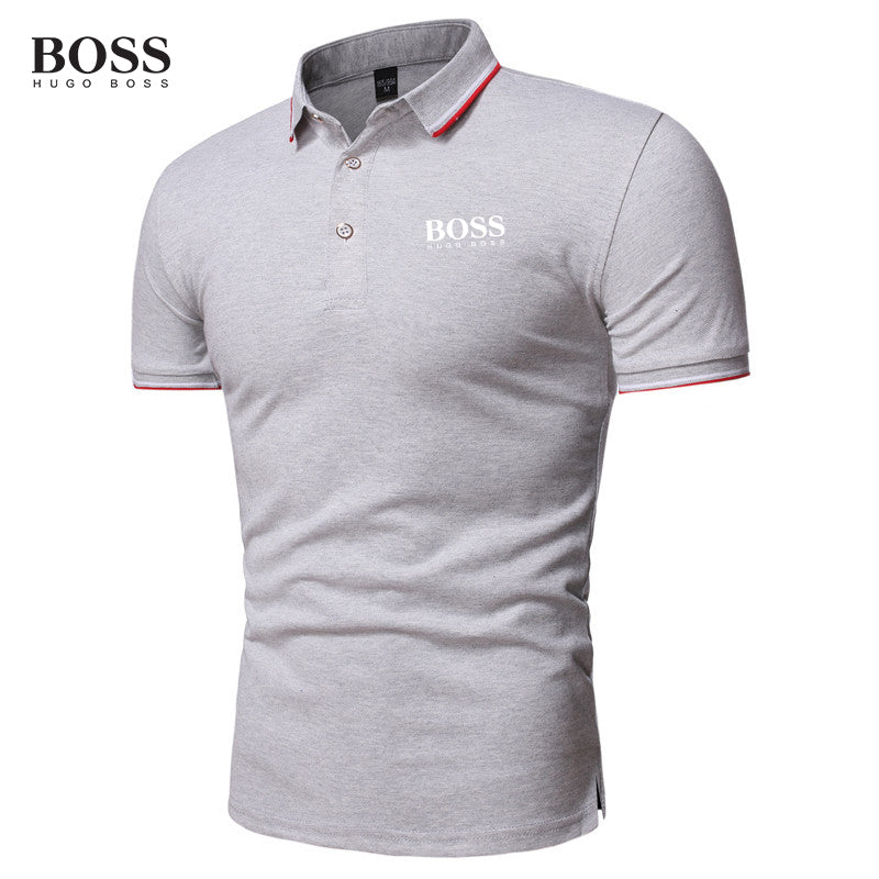 BOSS Men-s Button Stand Collar Short Sleeve Polo Shirts