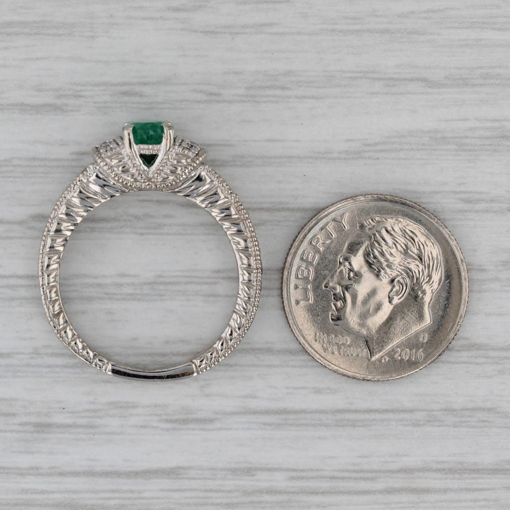 1ctw Oval Emerald Diamond Ring 14k White Gold Size 6.5 Engagement