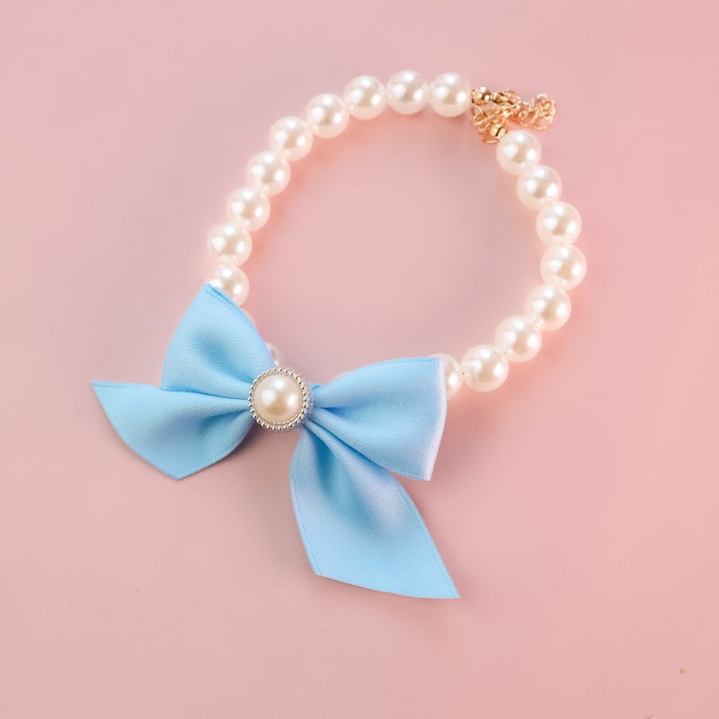 Vintage Bowknot Pearl Pet Necklace
