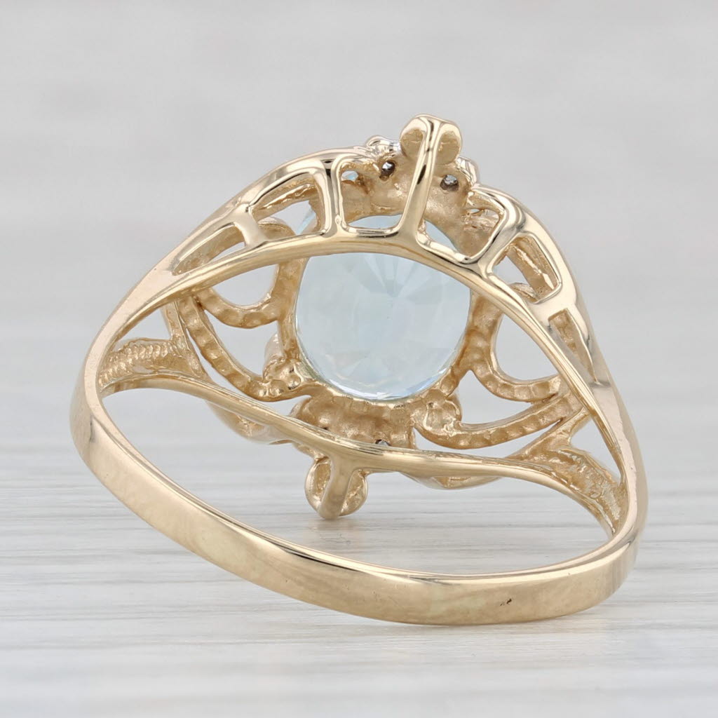 2.50ctw Oval Aquamarine Diamond Ring 14k Yellow Gold Size 10.5