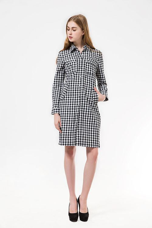 Long Plaid Shirt Dress