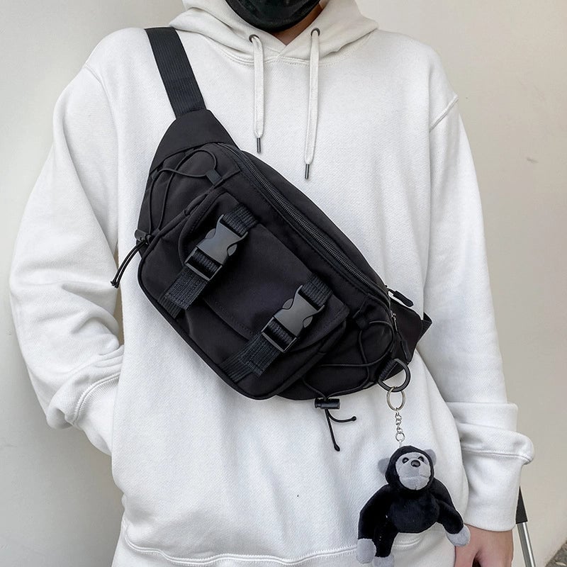 Small Solid Color Streetwear Square Zipper Crossbody Bag