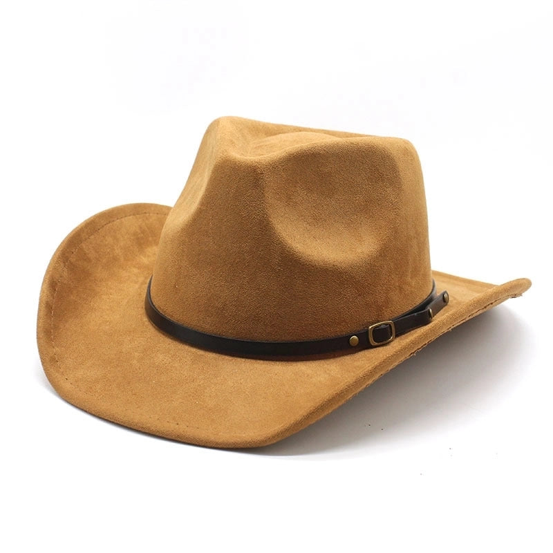 New Western Cowboy Hat Brown Jazz Hat Men And Women Ethnic Style Autumn And Winter Felt Hat Big Brim Hat