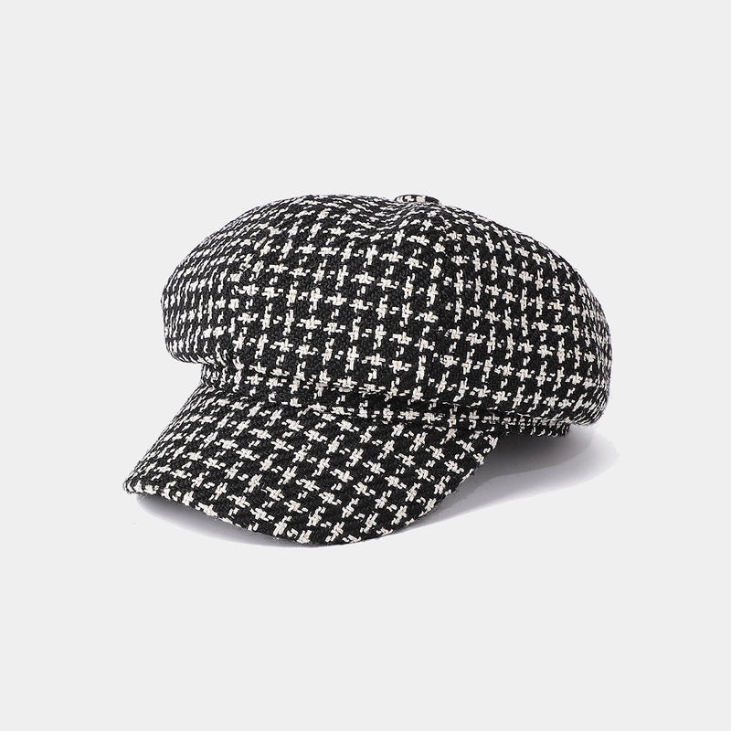 Women's Retro Printing Short Brim Beret Hat