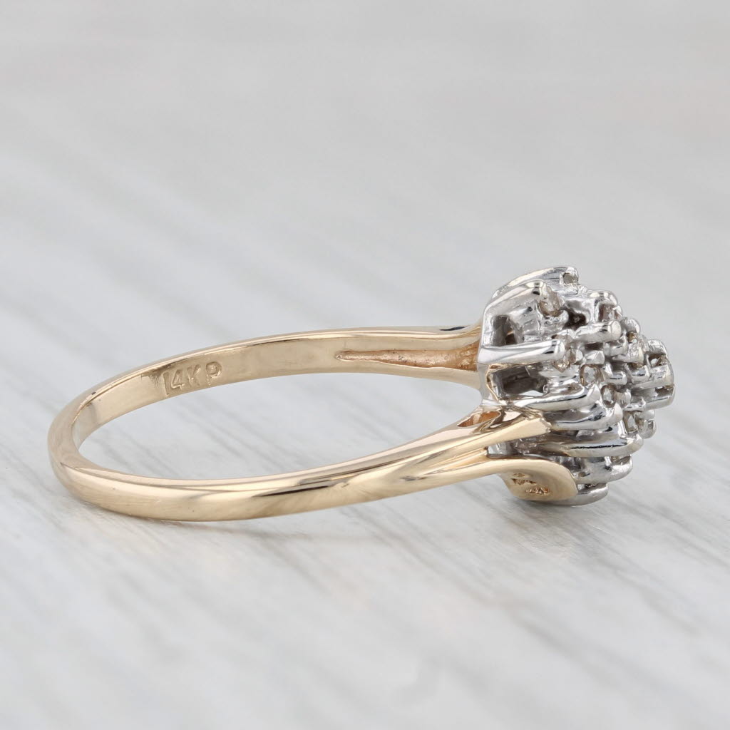 0.25ctw Diamond Cluster Bypass Ring 14k White Yellow Gold Size 6.5