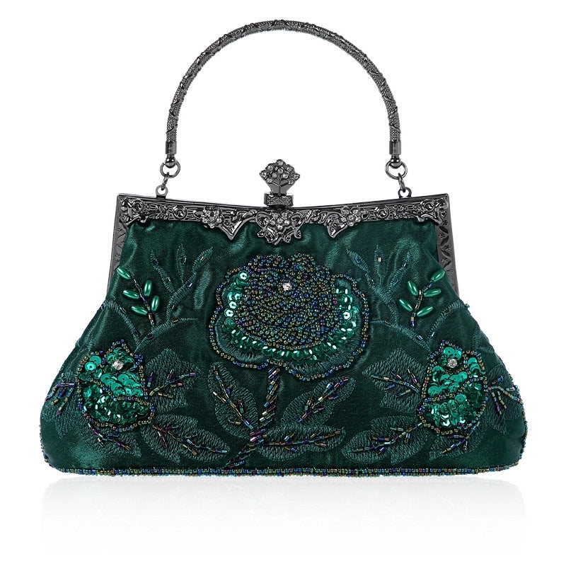 Red Wine Red Purple Polyester Flower Square Evening Bags
