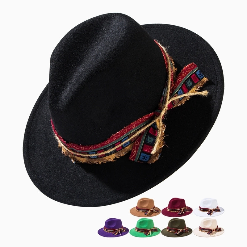 Unisex Casual Elegant Solid Color Flat Eaves Fedora Hat