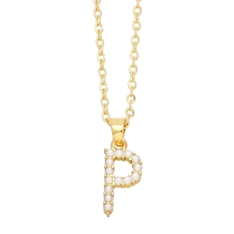 Minimalist Letter Copper Inlay Anti-pearl Necklace