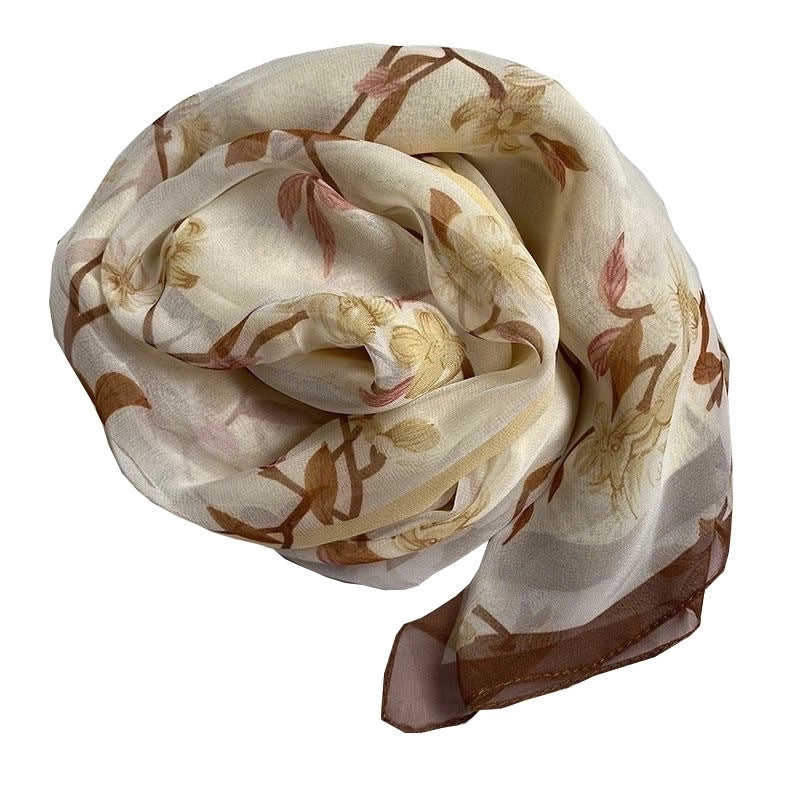 Women's Elegant Minimalist Flower Georgette Silk Scarf