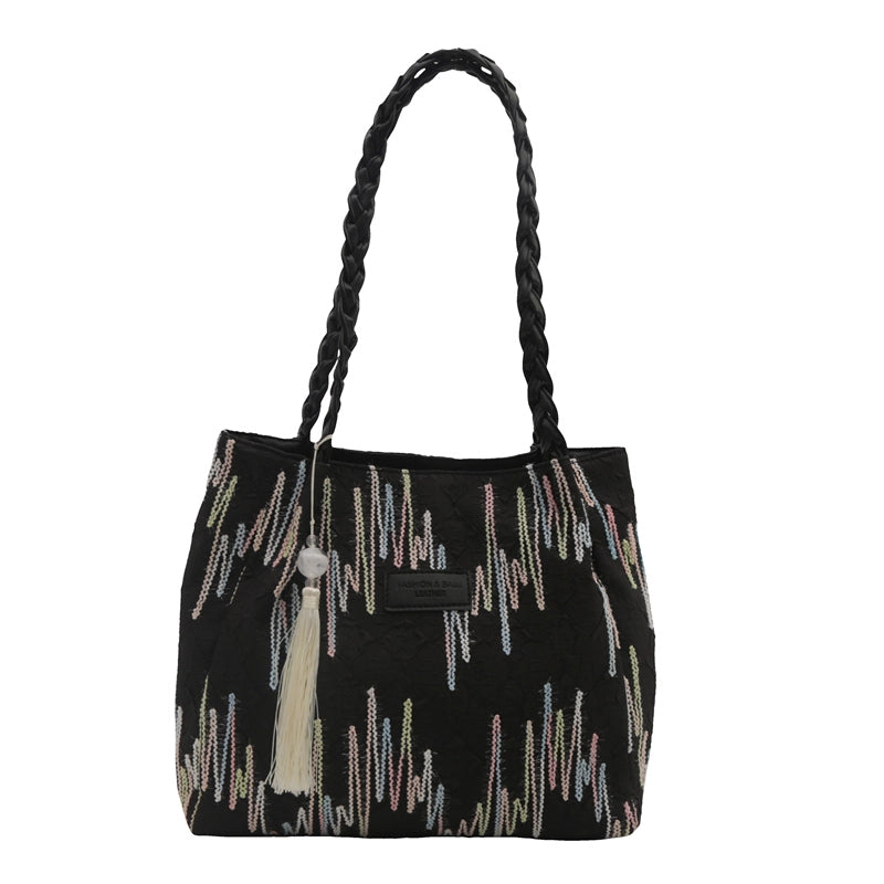 Women's Medium Canvas Solid Color Preppy Style Classic Style Square Zipper Shoulder Bag