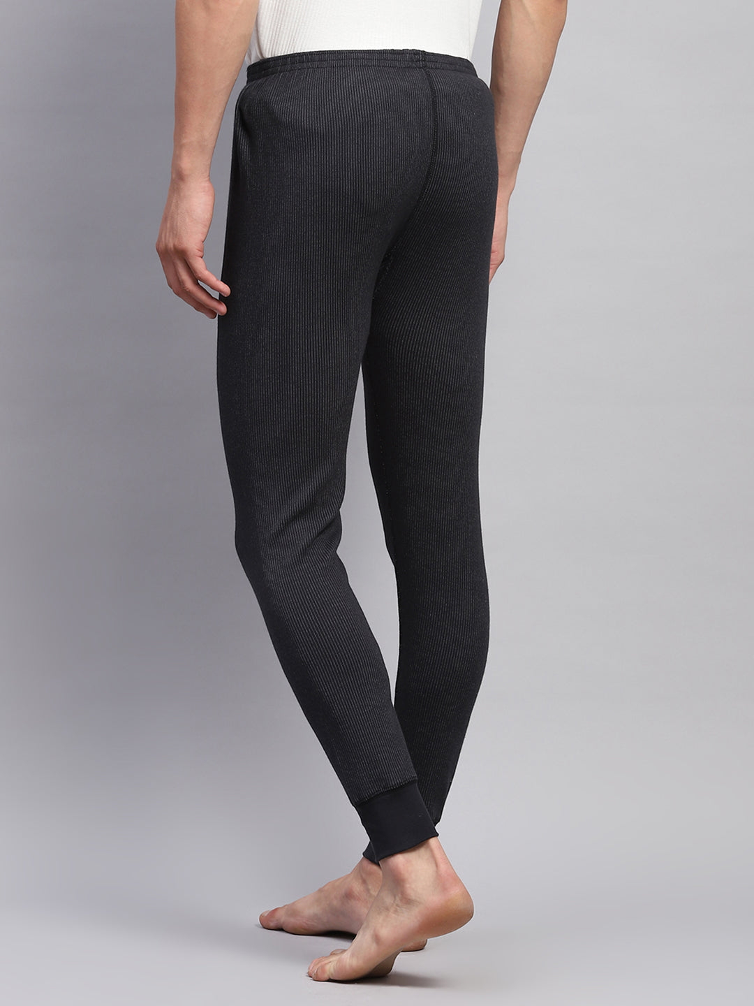 Men Black Solid Thermal Lower