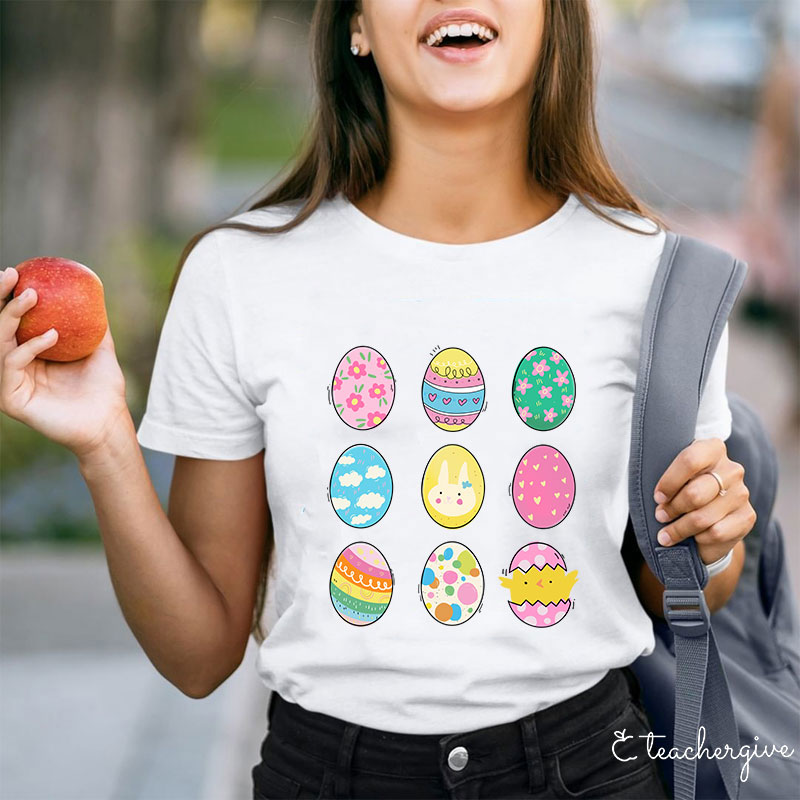 Rich Pattern Eggs Teacher T-Shirt