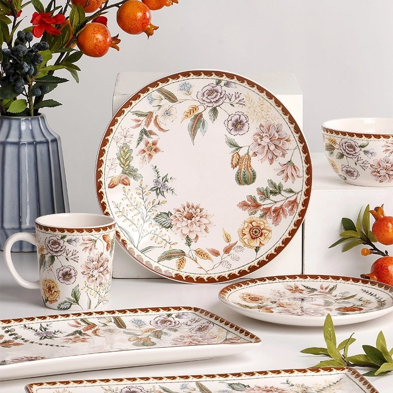 Ceramic Plate Creative Retro Western Steak Large Flat Plate Household Rectangular Plate New