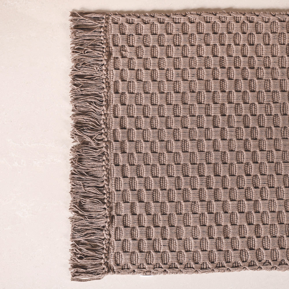 Waffle Weave Cotton Floor Mat Sandy Brown 37x20 Inch