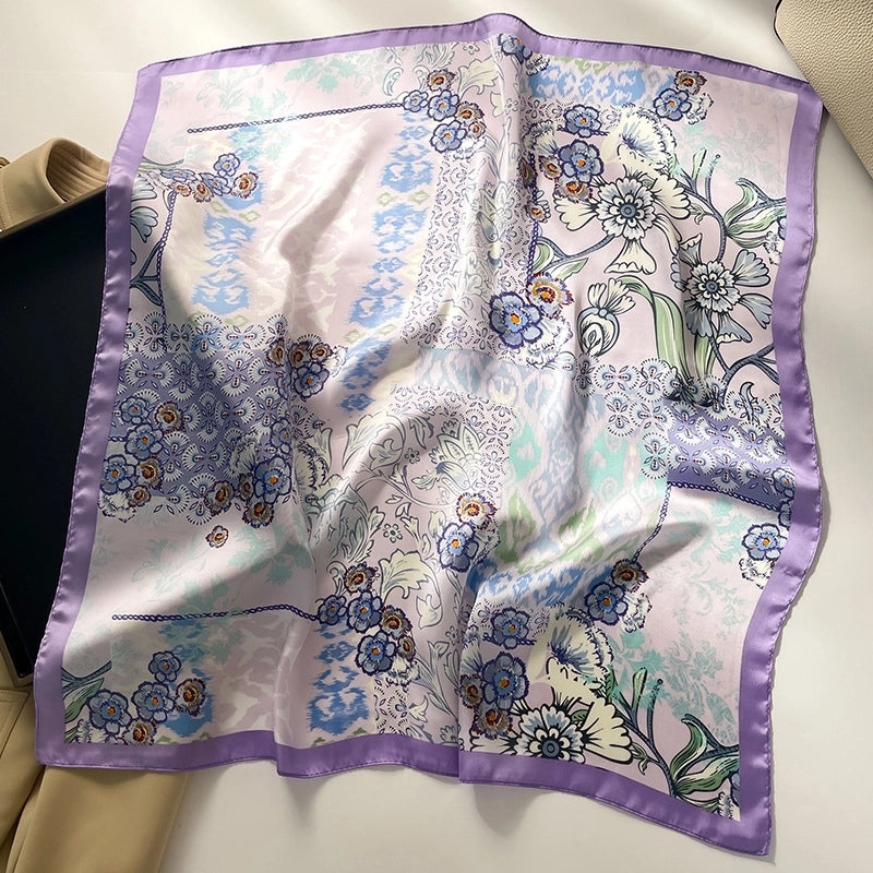Women's Elegant Minimalist Color Block Polyester Printing Silk Scarf