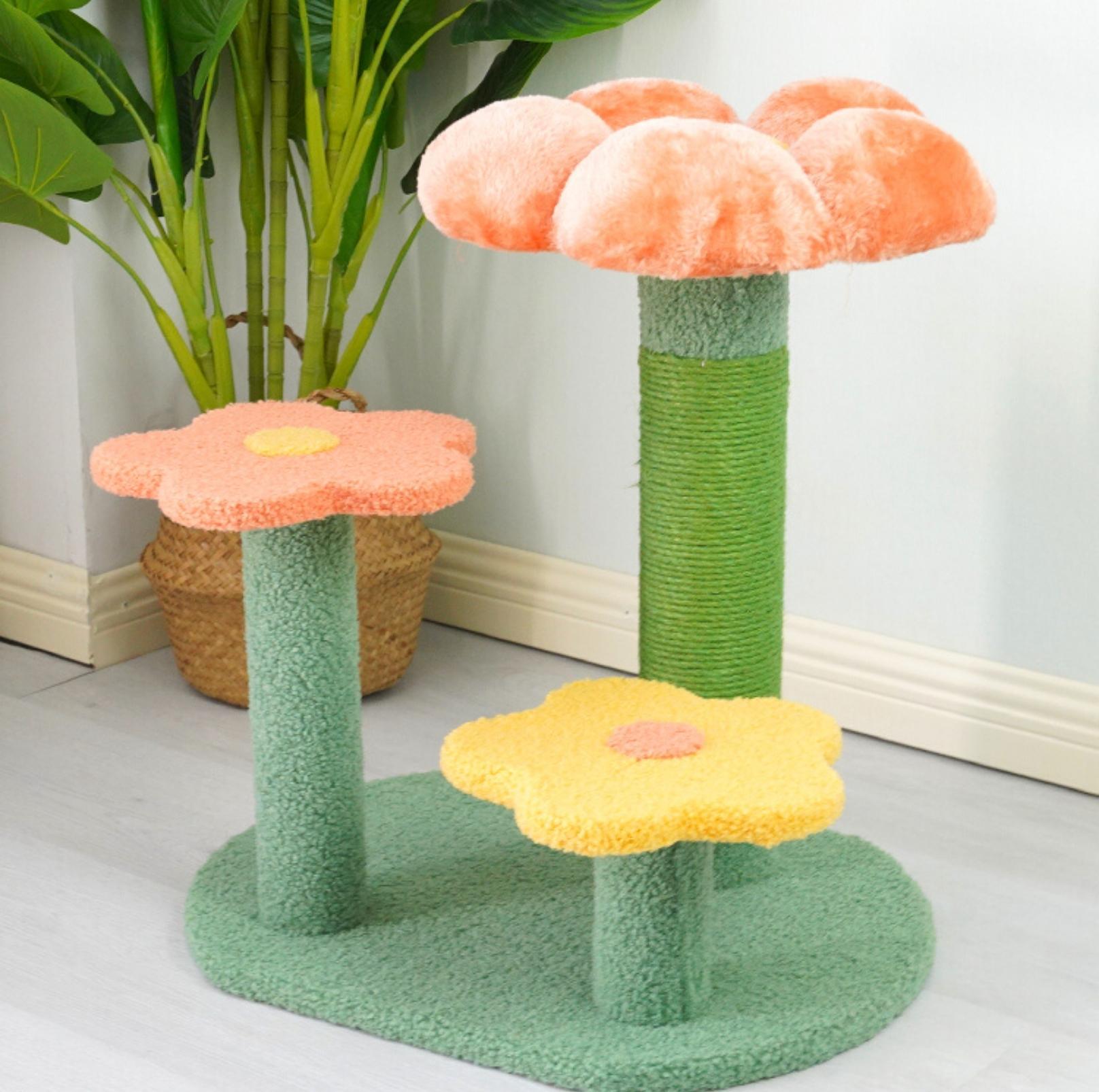 Flower-Styled Cat Tree with Soft Nest & Scratching Posts