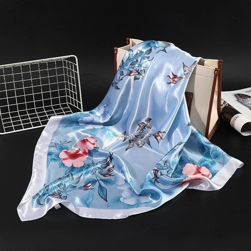 Spring Artificial Silk Women's Satin Scarf Printed All-matching Scarf 90 Large Kerchief Mother's Day Gift