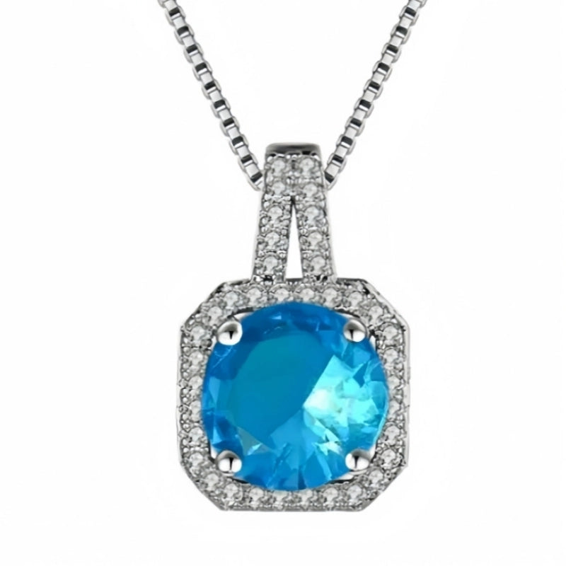 201 Stainless Steel White Gold Plated Gold Plated Classic Style Plating Inlay Square Glass Zircon Pendant Necklace