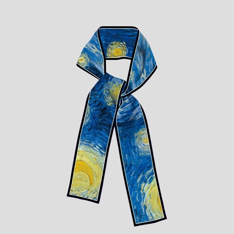 Women's Artistic Oil Painting Polyester Silk Scarf
