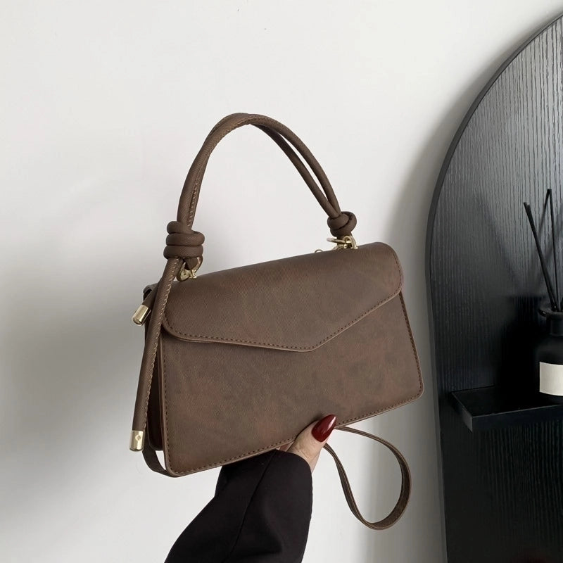 Women's Pu Leather Solid Color Basic Square Magnetic Buckle Handbag