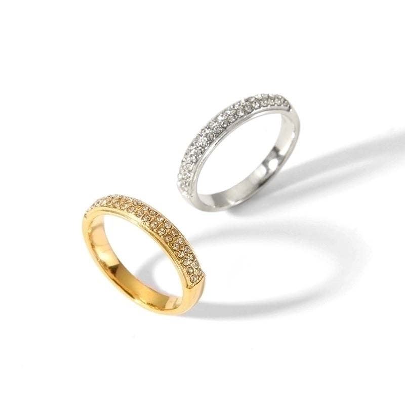 304 Stainless Steel 18K Gold Plated Minimalist Classic Style Plating Inlay Solid Color Zircon Rings