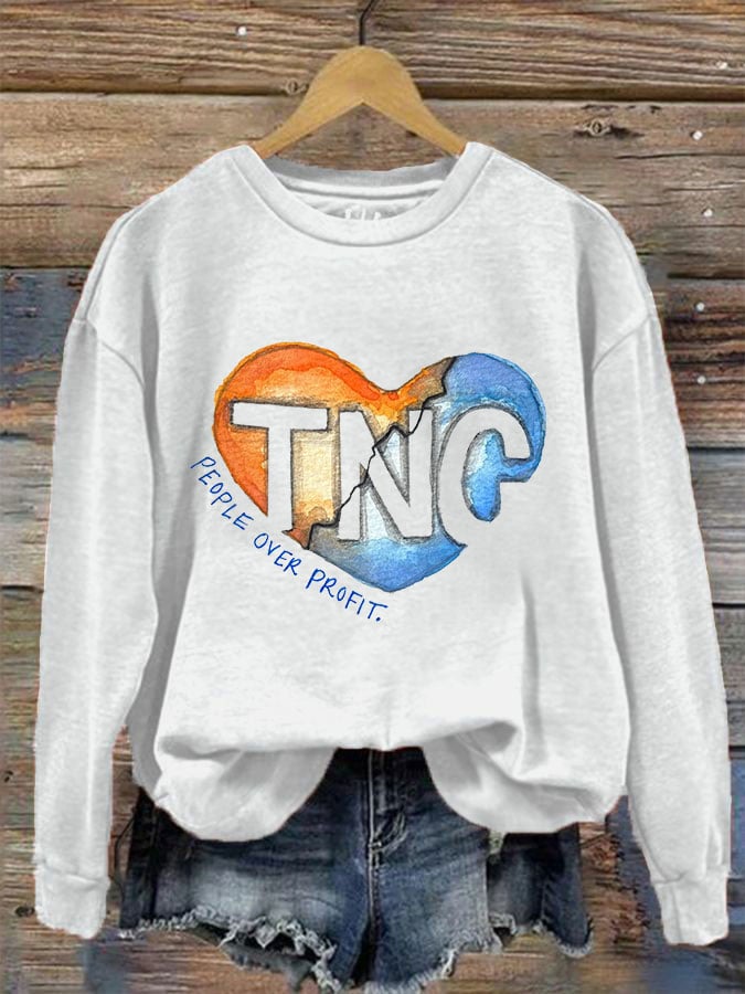 Women's Tennessee and North Carolina Hurricane Helene Print Crew Neck Sweatshirt