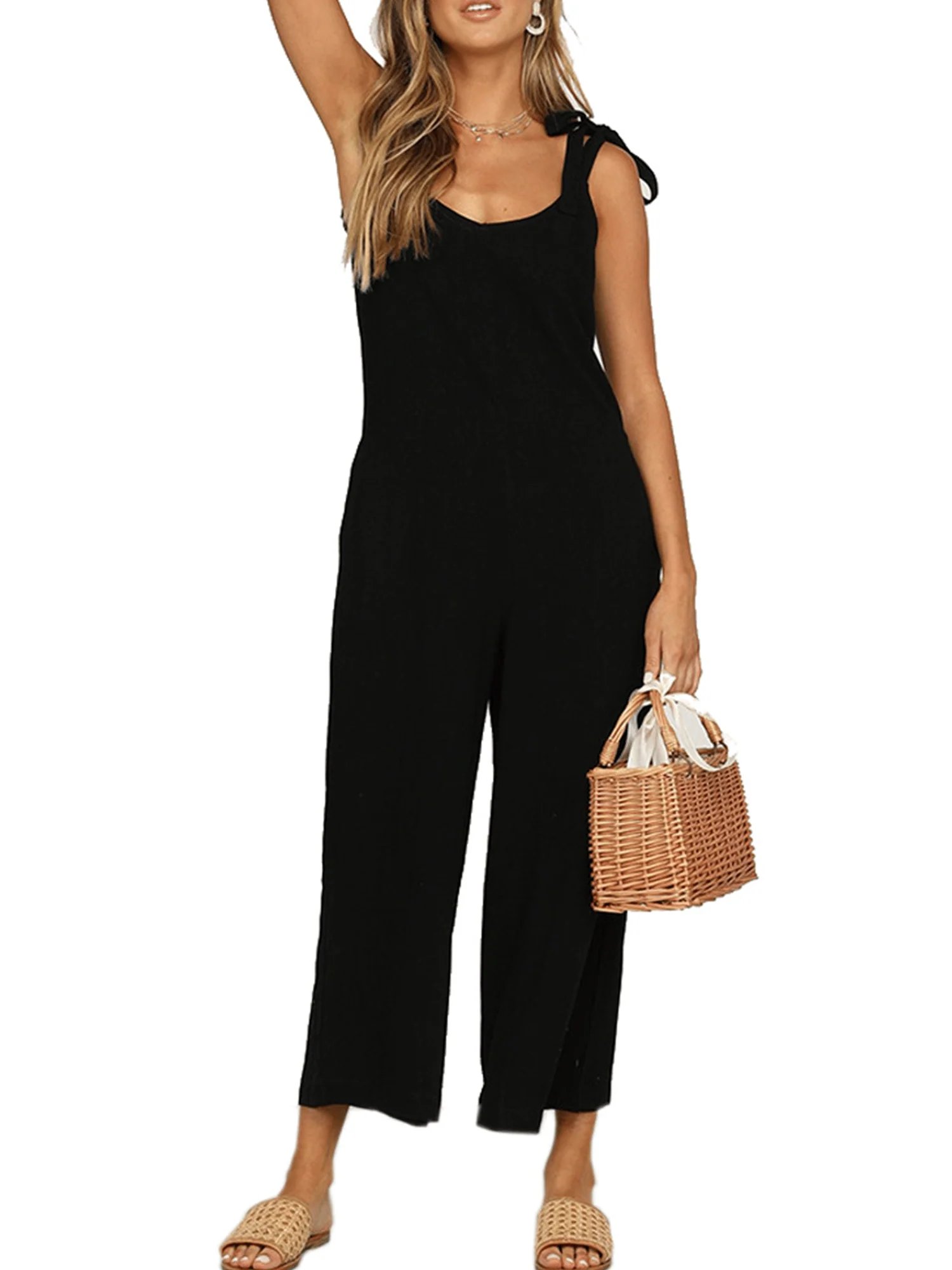 Women's Loose Casual Cotton Linen Jumpsuit