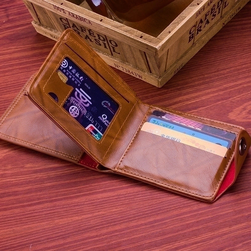 Men's Human Pu Leather Magnetic Buckle Wallets
