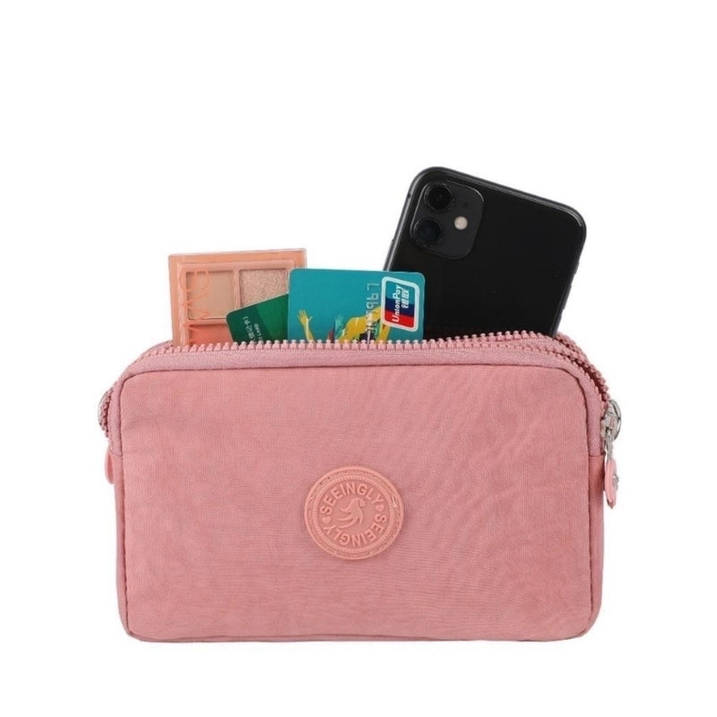 Unisex Medium Nylon Solid Color Basic Classic Style Zipper Phone Wallets