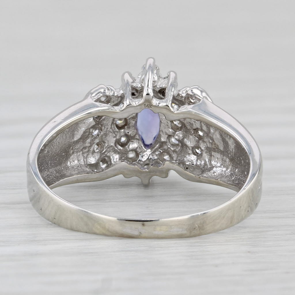 0.68ctw Marquise Tanzanite Diamond Halo Ring 14k White Gold Size 5.5 Engagement