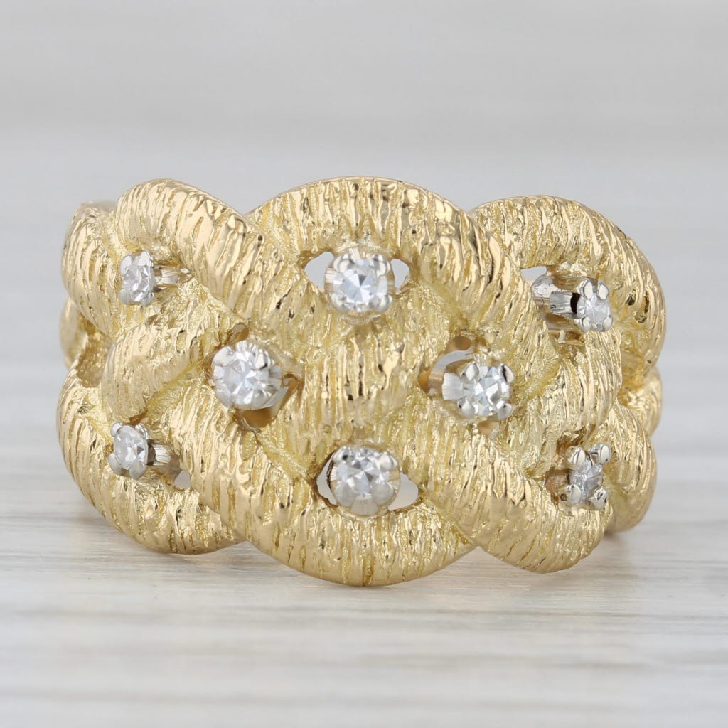 Woven 0.12ctw Diamond Ring 18k Yellow Gold Size 5.5
