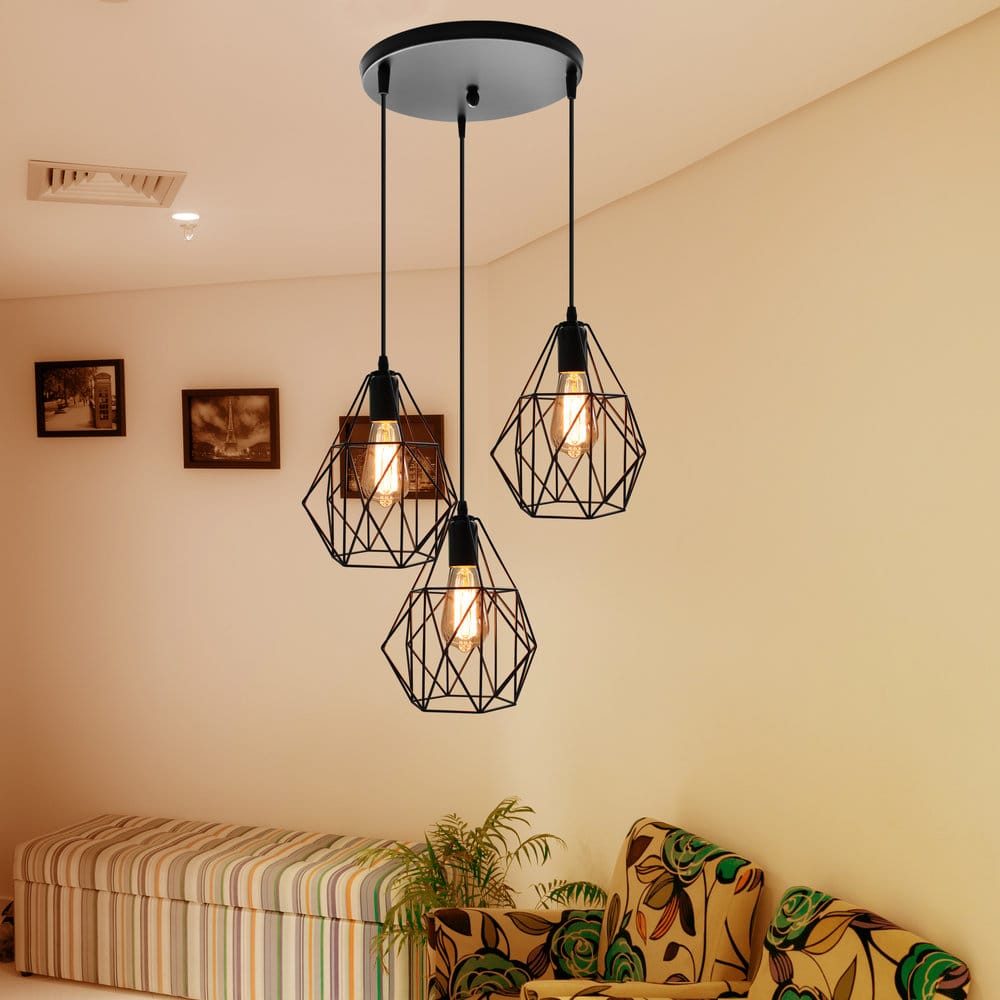 Triple Cage Pendant Lamp