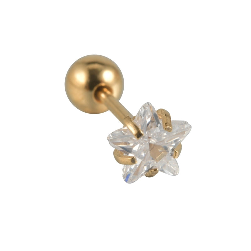 1 Piece Ear Cartilage Rings & Studs Casual Elegant Vacation Star 304 Stainless Steel Inlay Zircon 18K Gold Plated Lip Rings Ear Cartilage Rings & Studs