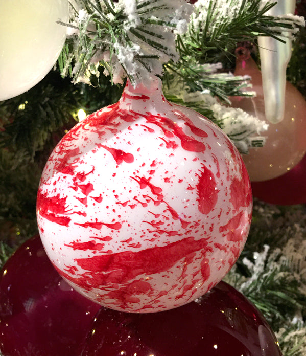 Jim Marvin Peppermint Bark Glass Ball Ornaments